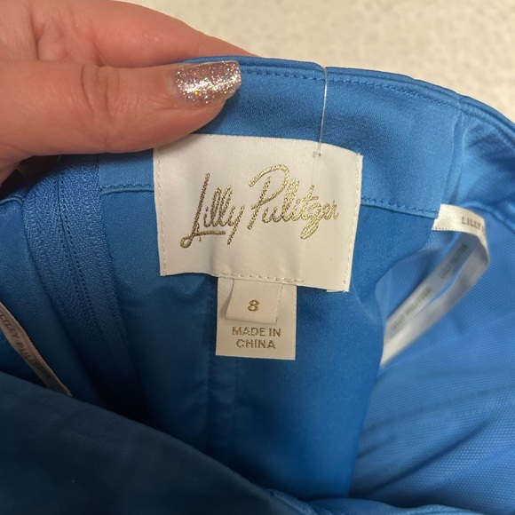 NWOT Lilly Pulitzer Morelle Blue Strapless Satin Bow Dress Size 8 - Picture 6 of 8